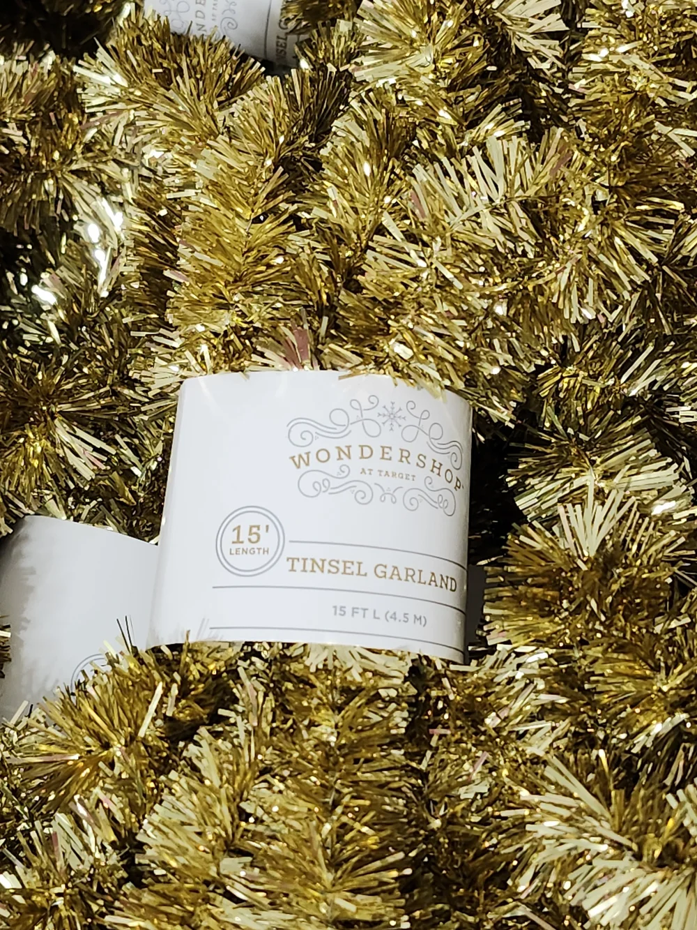 Gold Tinsel Holiday Wired Garland Crafts Gift Baskets Wreaths Decor Home Office